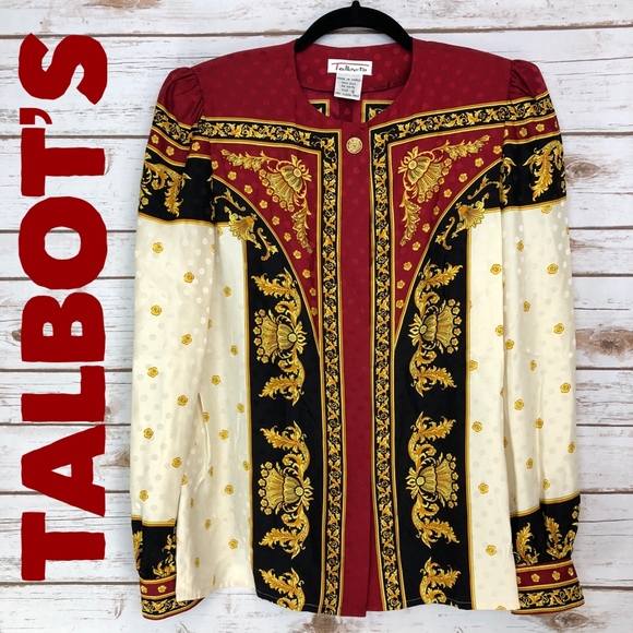 Talbots Tops - Talbots 100% silk versace themed pattern blouse